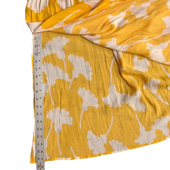 DIANE VON FURSTENBERG Yellow & White Ginkgo Flowy Sundress Tie Straps Pocket XXL - Picture 9 of 10